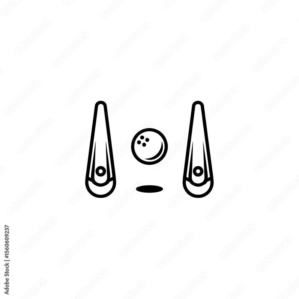 Poster a minimalistic outline of a bowling ball with pins and shadow on a plain white background image art