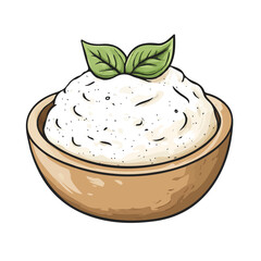 Ricotta, vector graphic, 2D flat isometric cartoon illustration on white background.
