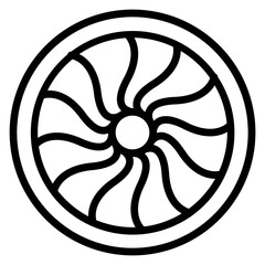 Airplane Engine Vector Line Icon Design