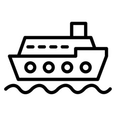 Ferry Boat Vector Line Icon Design