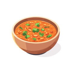 Pav Bhaji, cartoon vector illustration, flat 2D isometric style, white background.