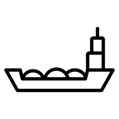 River Barge Vector Line Icon Design