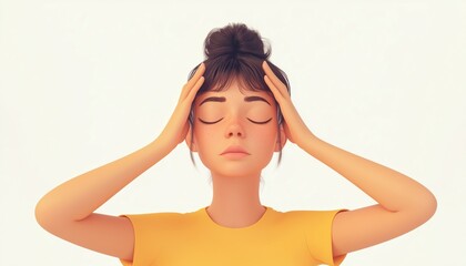 Fototapeta premium Ocular Gymnastics: Eye Exercises For Better Vision And Relief From Eye Strain, Fatigue, And Headaches For Busy Freelancer Women.