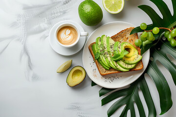 Minimalist Food Photography: Top-Down View of a Nutritious Breakfast