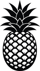 Obraz premium Solid black silhouette icon of a fresh pineapple fruit.