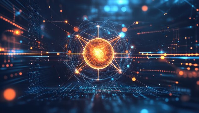 Abstract digital sphere network - Powered by Adobe