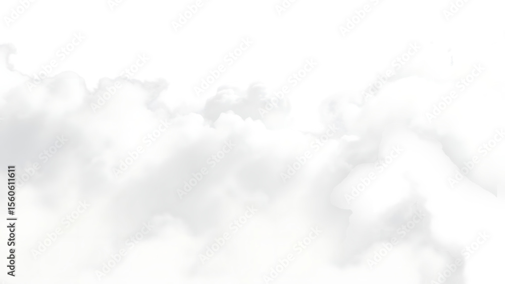Aufkleber 3d render white clouds isolate on transparent background white smoke render effect