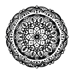 A highly detailed mandala artwork featuring symmetrical floral and geometric patterns, perfect for coloring books, meditation visuals, and artistic decor