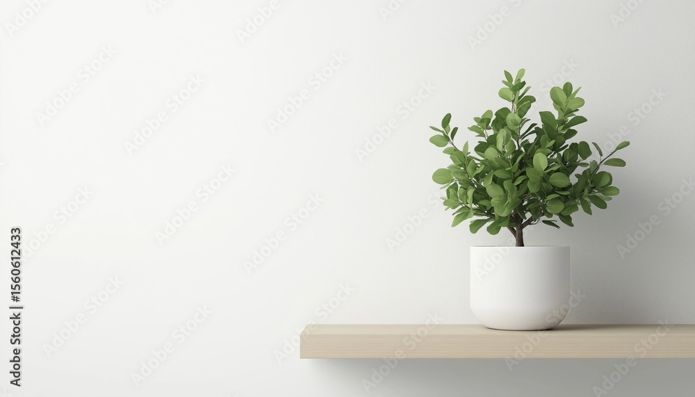 Poster mock-up of a plant displayed on a shelf. this mock-up allows you to showcase your plant in a realist