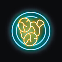 Neon sign showing appetizing brussels sprouts on a plate, perfect for promoting healthy eating