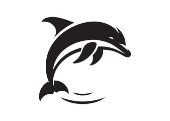 Fototapeta premium Dolphin Silhouette Black Vector White Background
