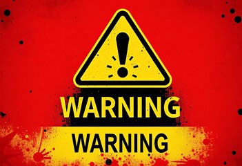 Grunge warning sign background for social media posts Editable vector template, template, announcement