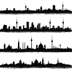 berlin skyline silhouette set, Black & White silhouette set