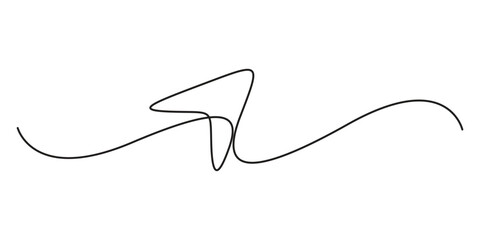 Single continuous line drawing cursor arrow vector illustration