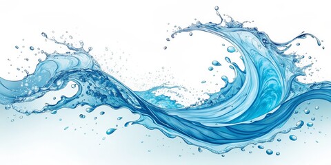 Fototapeta premium Dynamic Water Splash 3D Rendered Blue Wave Composition, Water Droplets, Fluid Concept Water,Splash