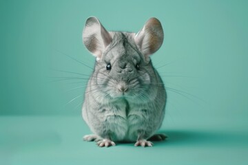 Charming Chinchilla Against Mint Green Backdrop