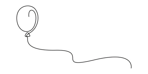 Single continuous line drawing of a balloon vector illustration
