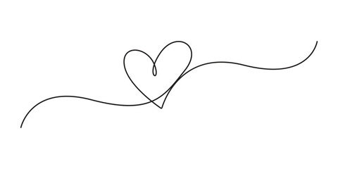 Heart. Abstract love symbol. Continuous line art minimal outline heart symbol vector illustration, Heart hand drawn. Single contour heart for love design. Vector illustration