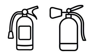 Two solid fire extinguisher icons in black silhouette style.