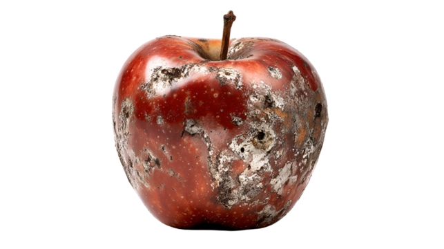 Rotten Red Apple Mold Spoiled Decay Dark Background