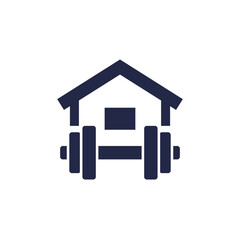 home workout icon with dumbbell and house