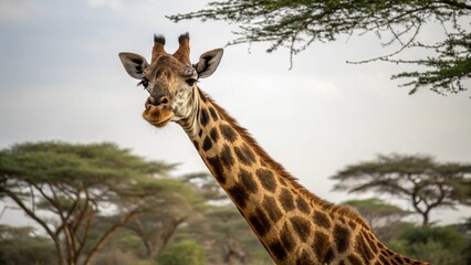 Obraz premium Giraffe, sharp and realistic, Photo, Natural light.