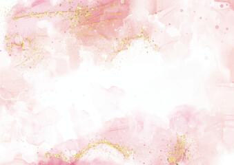 elegant pink hand painted alcohol ink background with gold glitter 1907