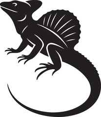 Frilled lizard vector illustration drawing, Reptile outline for learning visuals