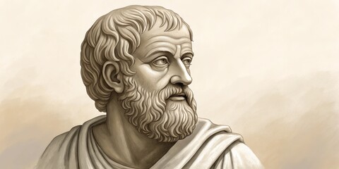 Hippocrates Bust Sepia Digital Painting, Classical Sculpture, Greek Physician, , Ancient Greece, Portrait Hippocrates, Sepia Painting
