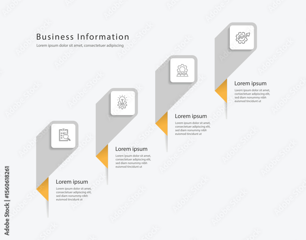Poster vector infographic template element. 4 step journey paper style. workflow layout, presentation, diag
