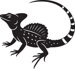 Spiny lizard black and white silhouette, Rough skinned lizard graphic for print