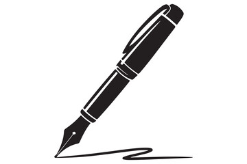 Black fountain pen vector minimalist silhouette icon illustration with white background
