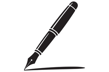Black fountain pen vector minimalist silhouette icon illustration with white background
