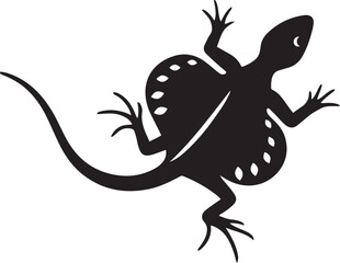 Frilled lizard black silhouette illustration, Detailed reptile design for decor