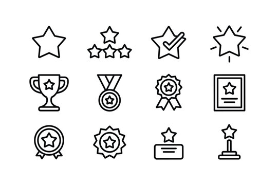 Star trophy medal award certificate badge ribbon vector