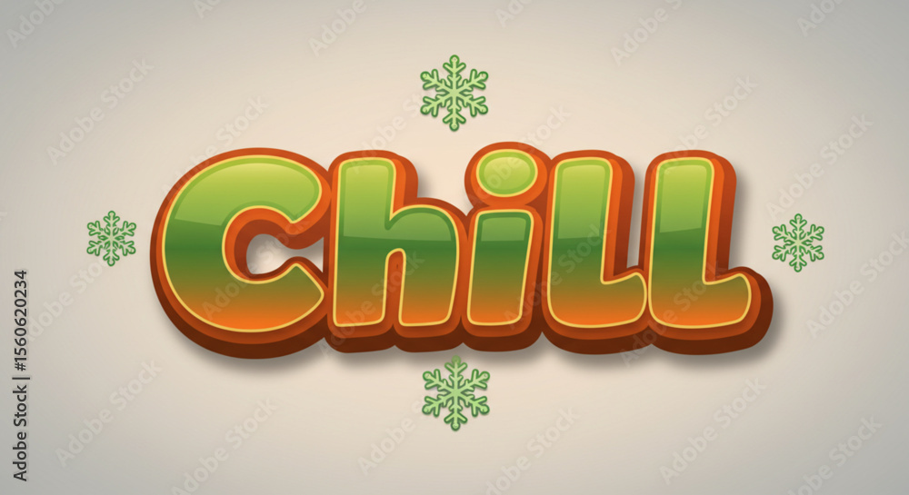 Poster relaxing chill text effect green and orange gradient style