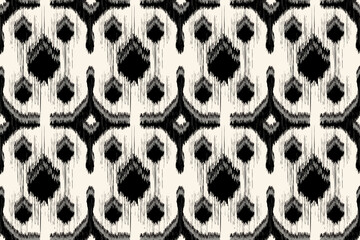 Seamless ethnic Ikat pattern in tribal, folk embroidery, and Mexican style Aztec geometry for Graphic Arts, Carpet Design, Wallpaper, Wrapping, and Clothing.