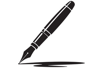 Black fountain pen vector minimalist silhouette icon illustration with white background
