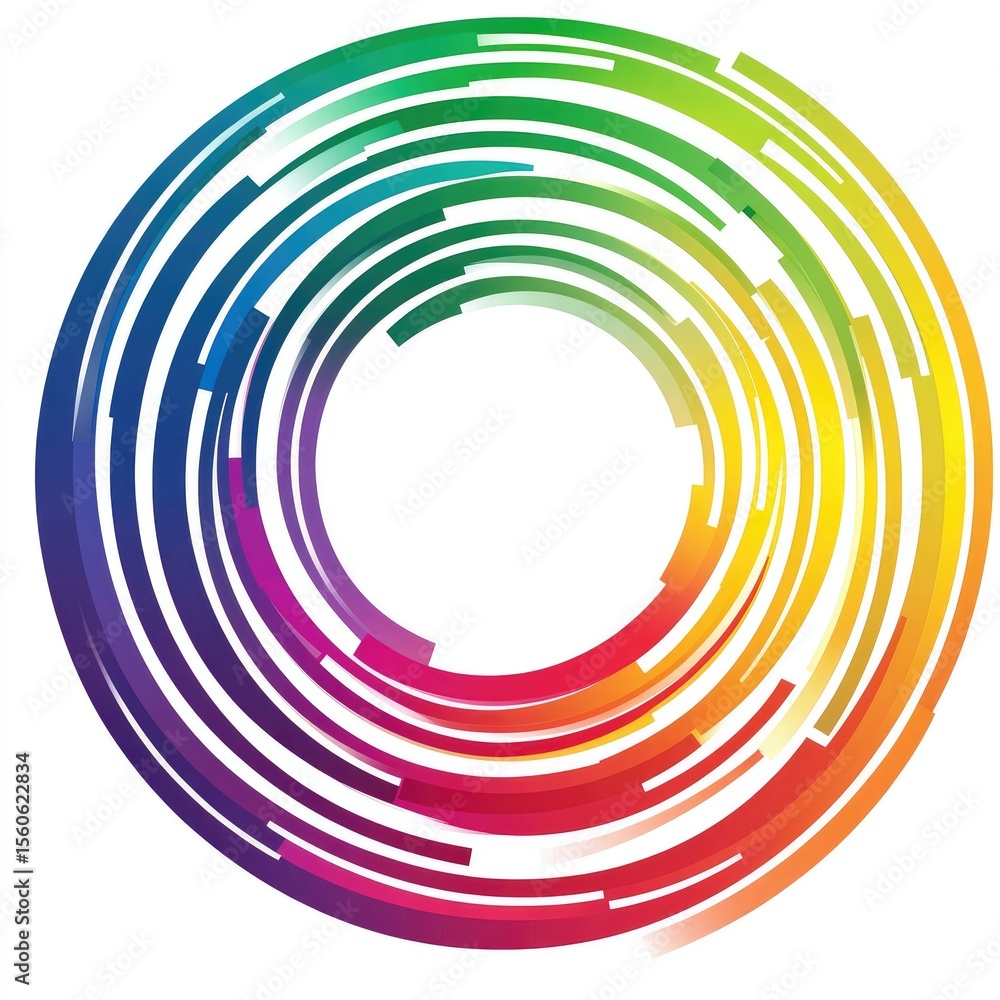 Poster colorful concentric circular design with radiating lines