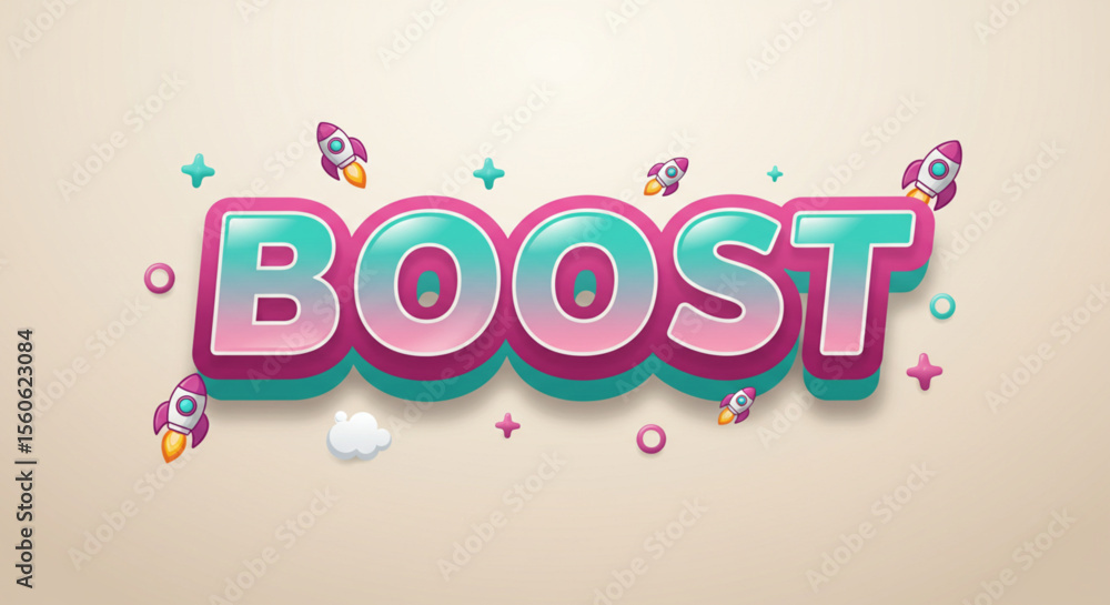 Poster boost your creativity colorful 3d text effect design