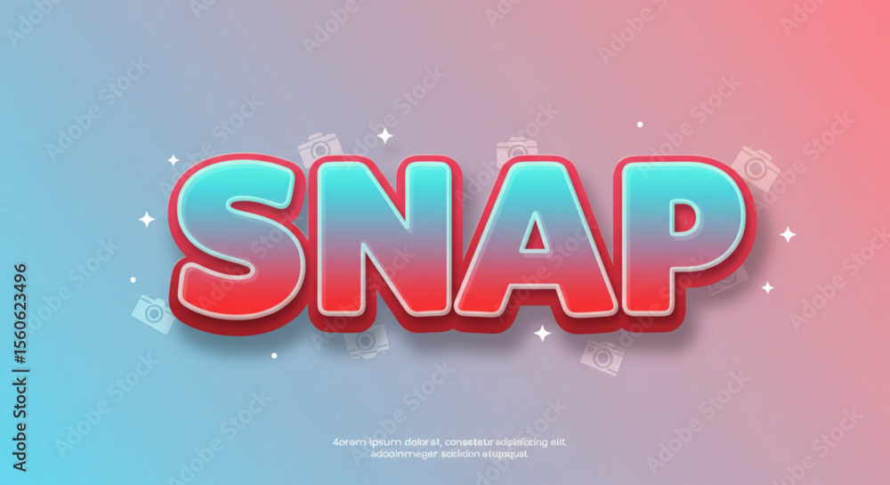 Poster stylish 3d text effect 'snap' gradient typography design