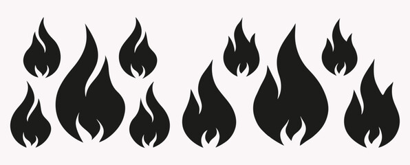 Simple flame illustration - minimal fire silhouette element collection