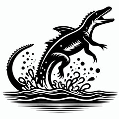 Mosasaurus Leaping from the Water in a Prehistoric Ocean