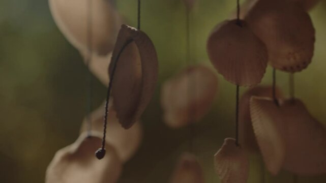 Seashell hanging decoration wind chime, relaxing meditation ornament