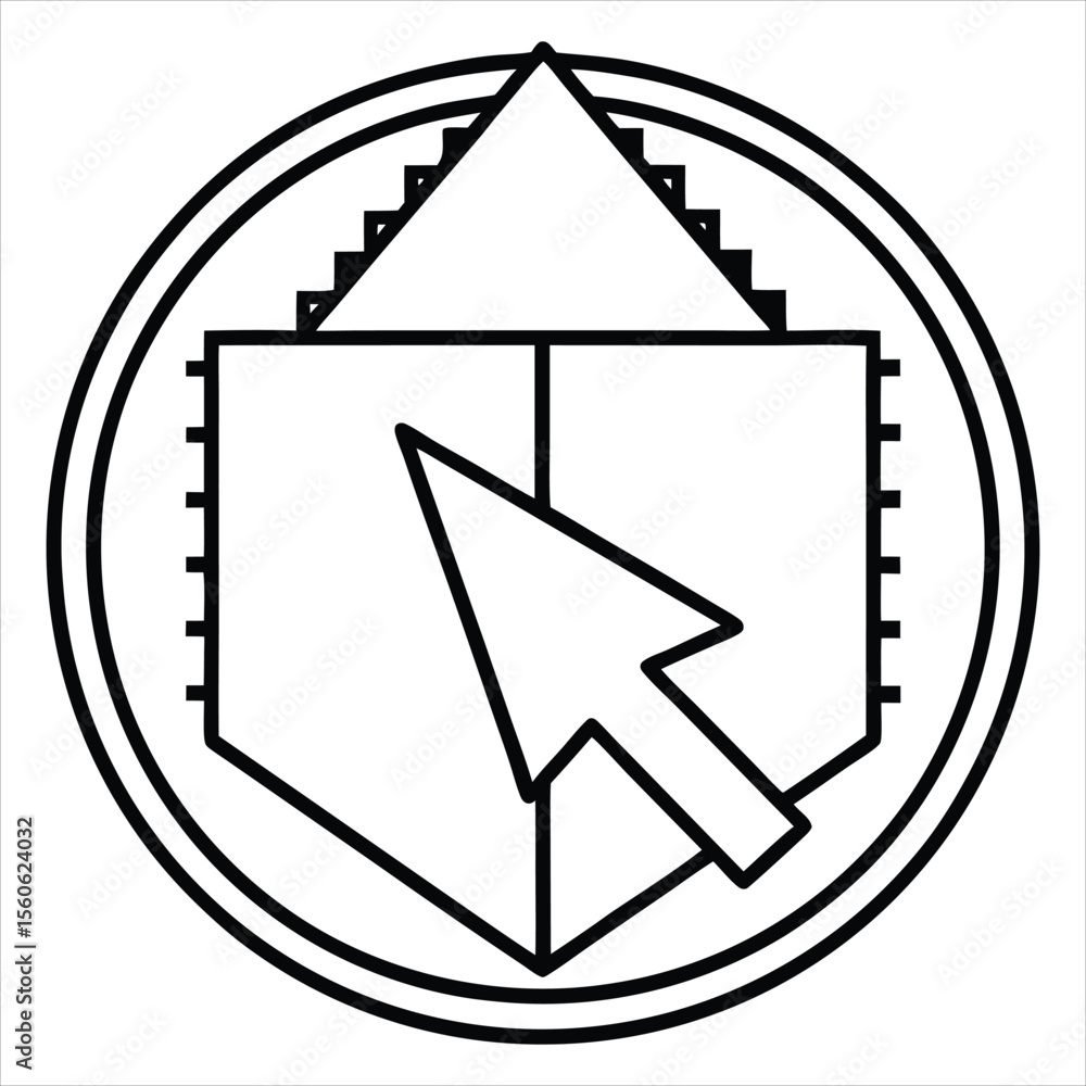 Poster digital cursor icon with a pointing arrow symbolizing interaction, clicking, and web navigation isol