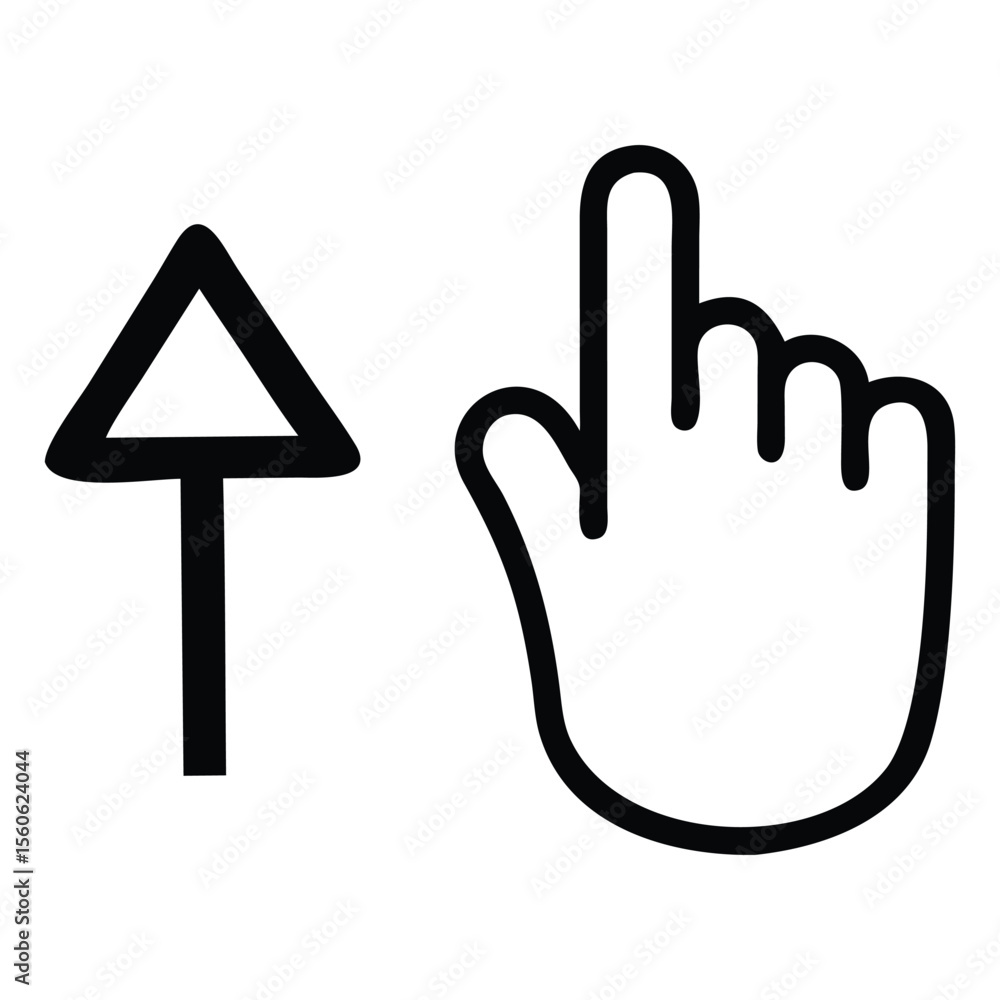 Poster Digital hand clicking a computer mouse cursor with a pixelated arrow representing online interaction and technology isolated on white background