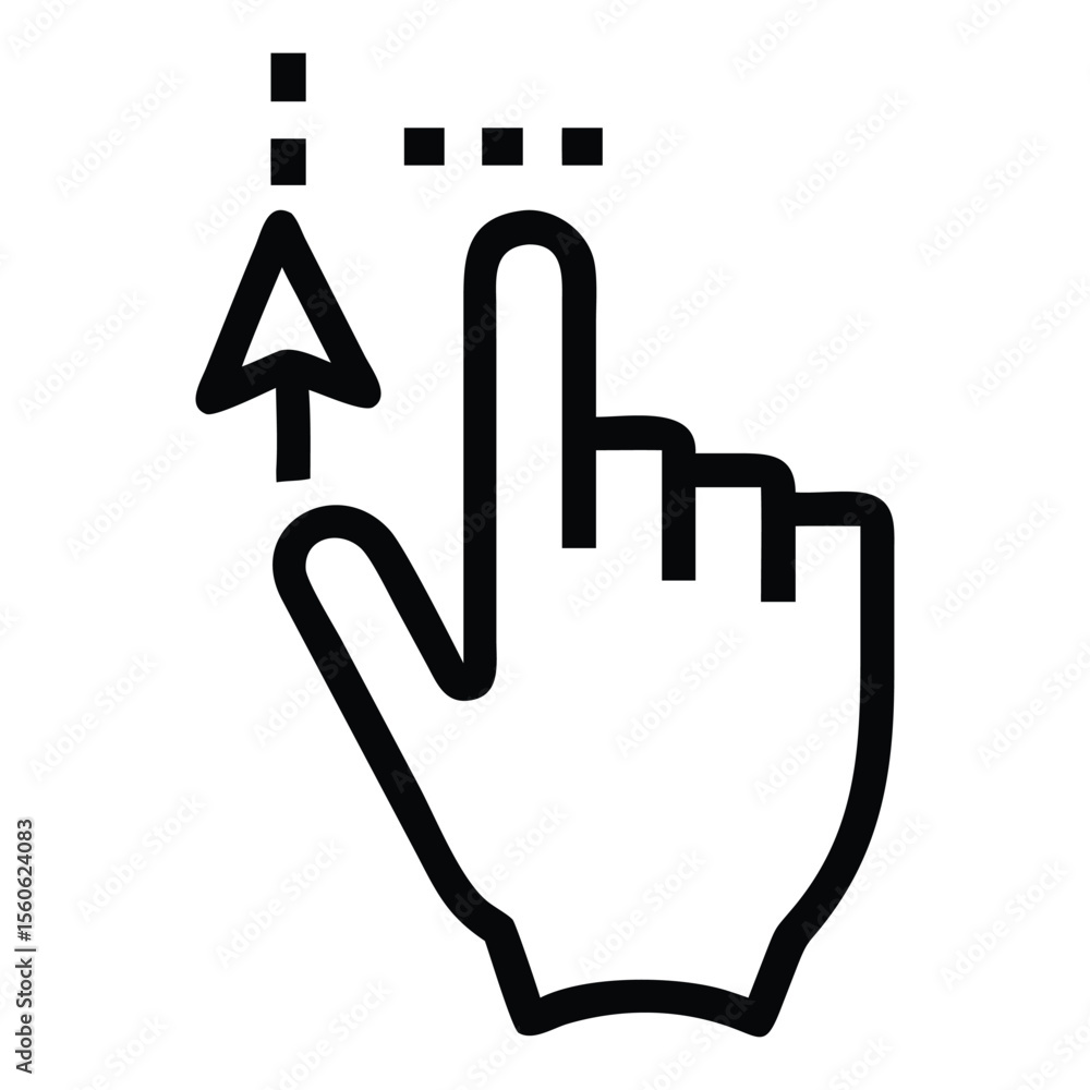 Fototapete Digital hand cursor pointing with a pixelated arrow representing a computer mouse click and user interaction isolated on white background