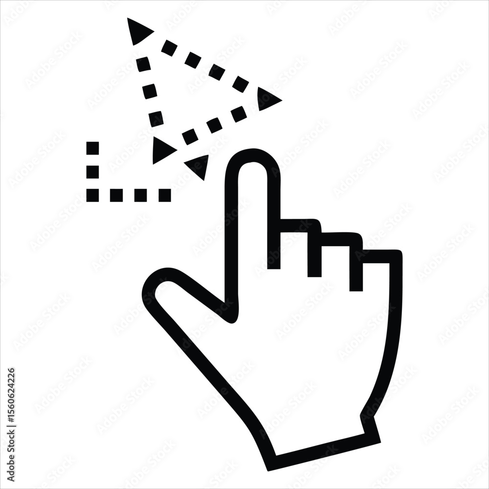 Poster a digital illustration features a stylized hand interacting with a computer mouse cursor symbolizing