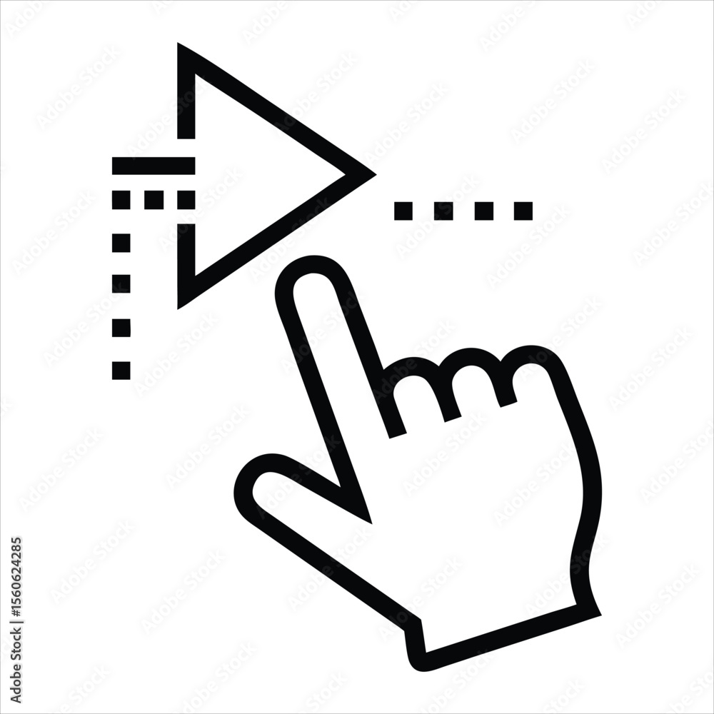 Poster digital cursor arrow and human hand interaction icon representing clicking and selecting with a comp