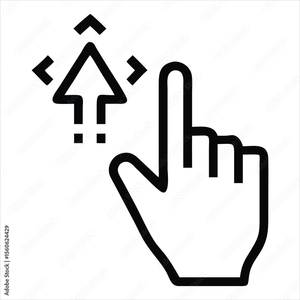 Poster Computer mouse cursor clicking an arrow icon with a pixelated hand pointer isolated on white background
